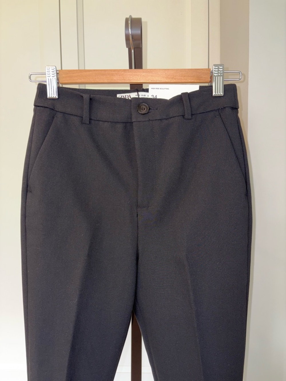 NWT Zara Women’s High Rise Sculpting Black Slim Stretch Dress Pants Size 34 Chic